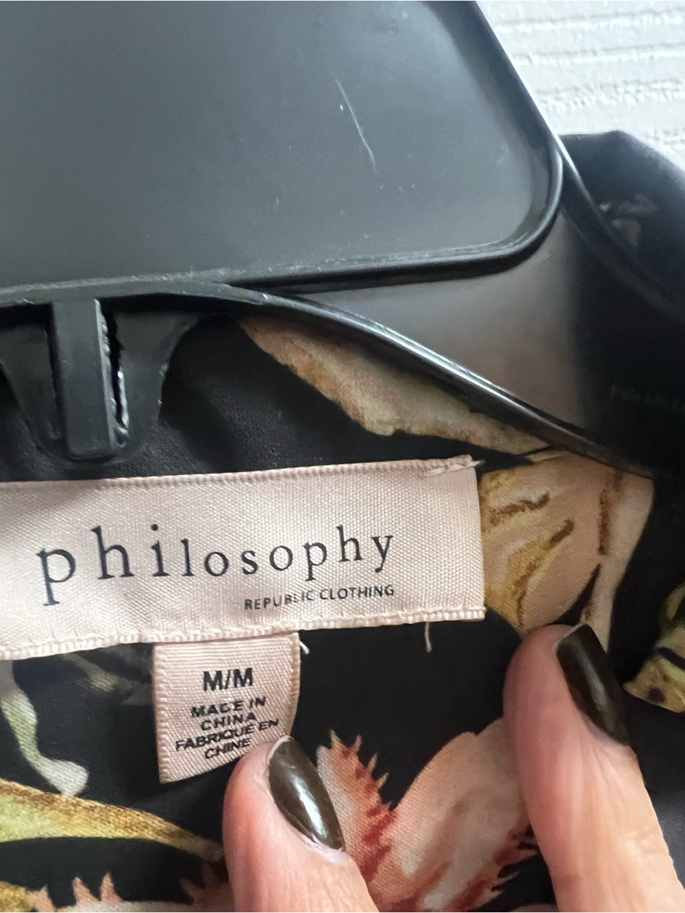Philosophy Black Satin Floral Button-Front Jacket - Picture 2 of 3